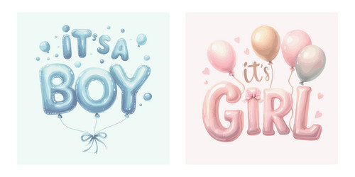 Watercolor Baby Shower Card - Boy & Girl Vector Image