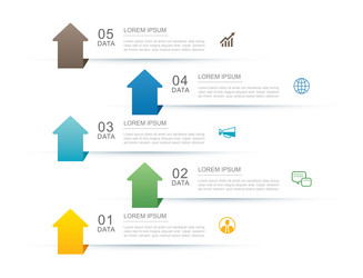 5 data infographics arrow tab paper index vector