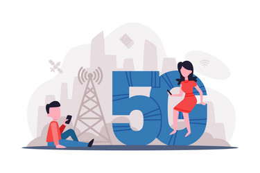 5g network wireless technology people using vector