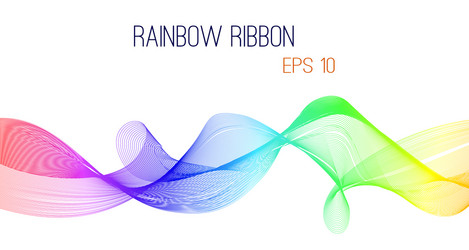 Rainbow ribbon wave on white background Royalty Free Vector