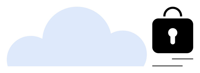 cloud and padlock representing secure data storage vector image