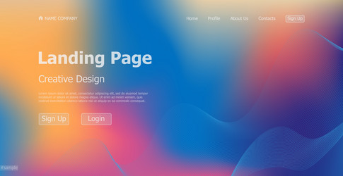 gradient colorful web template landing page vector image