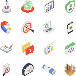 pack seo data isometric icons vector