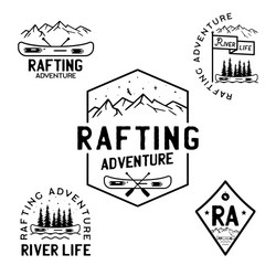 Rafting Adventure Camp Badges Vector Image