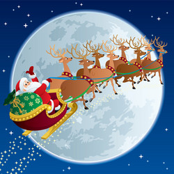 Santa's Sleigh with Reindeer Vector Image