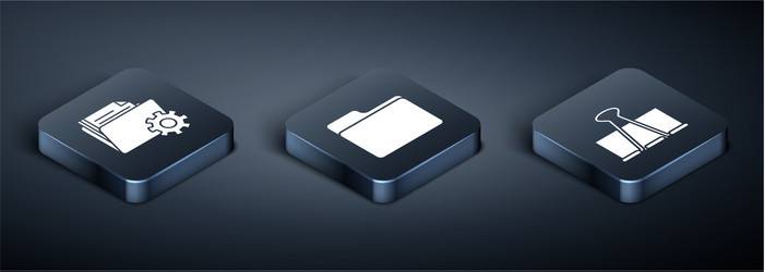 Set isometric folder settings with gears binder vector