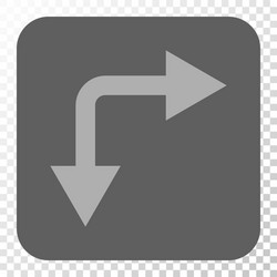 bifurcation arrow right down rounded square button vector image