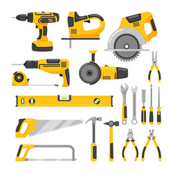 Manual and power tools for maintenance vector