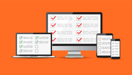 online survey checklist set tablet computer vector image