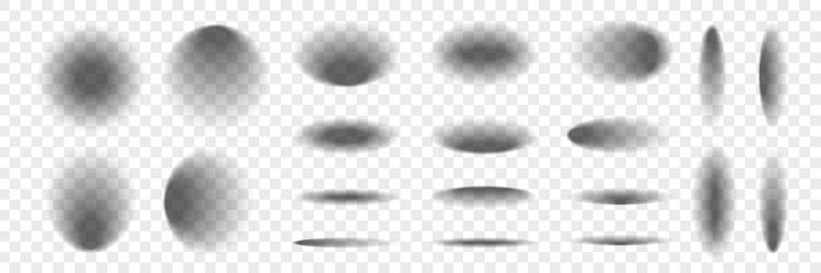 oval and round realistic shadow set object blur vector image