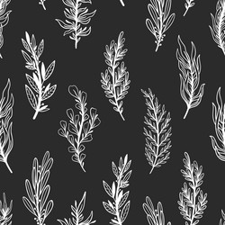 seamless pattern rustic branch hand draw style vector image