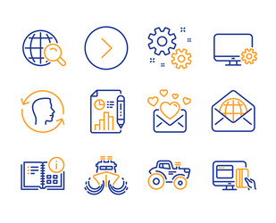 love mail web and internet search icons set vector