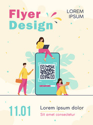 tiny people using qr code for online payment vector image