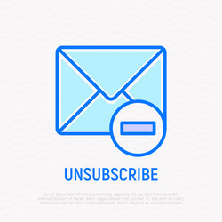 unsubscribe thin line icon envelope with minus vector image
