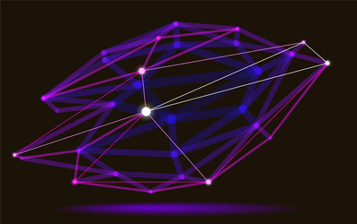abstract 3d mesh shape dots connected with lines vector image