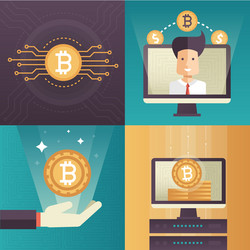 Cryptocurrency - set of colorful flat design style vector