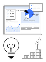 data analytics insights with pie chart growth vector image
