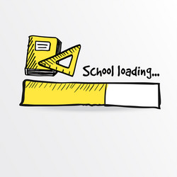 Loading bar with a yellow notebook and ruler vector