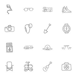 set of 16 editable trip doodles includes symbols vector image