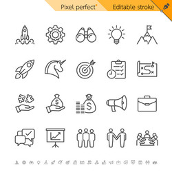 Startup line icons editable stroke pixel perfect Vector Image