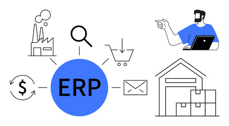 visual representation of erp system elements vector image