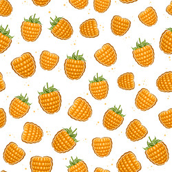 Yellow raspberry seamless pattern vector