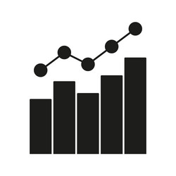 bar chart with line graph solid icon data vector image