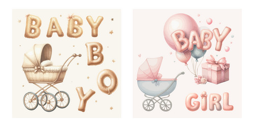 Cute Baby Shower Watercolor Card Vector Image