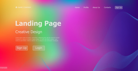 Gradient colorful web template landing page vector