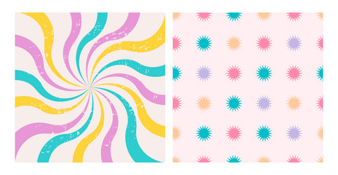 Groovy hippie retro patterns waves swirl twirl vector