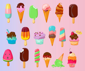 ice cream set on gradient background vector image
