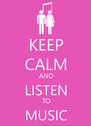 keep calm poster with music man and woman vector