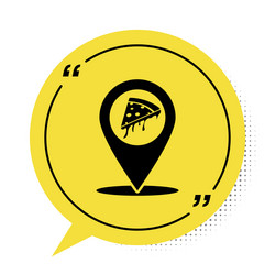 Black map pointer with fast food slice pizza icon vector