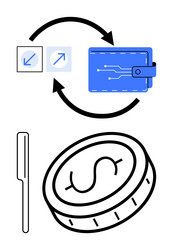 digital wallet with cryptocurrency integration vector image