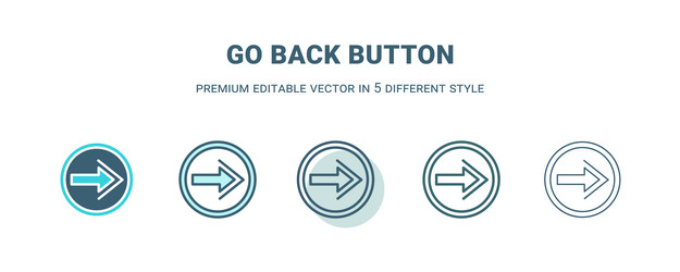 go back button icon in 5 different style outline vector image
