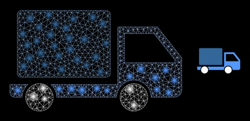 Mesh net lorry with illumitated network vector