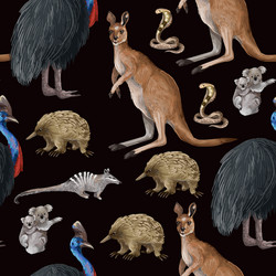 seamless pattern with australian animals and trees vector image