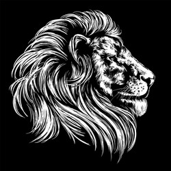 Lion Portrait - Hand Drawn Vector Image