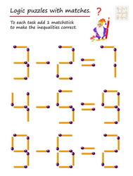 logical puzzle game with matches to each task add vector image