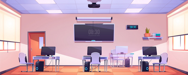 Modern Empty Computer Classroom vector image
