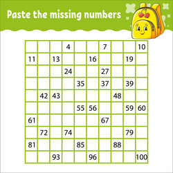 paste the missing numbers from 1 to 100 vector