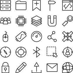 Share symbol and user interface icon set line vector
