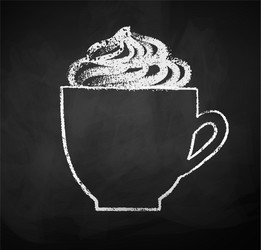 Chalk sketch cup with whipped cream vector