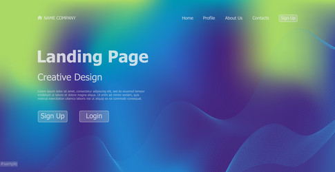 Gradient colorful web template landing page vector