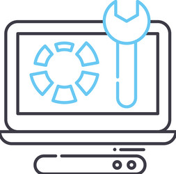 Laptops repairing line icon outline symbol vector