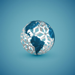 blue globe map with pattern sphere vector image