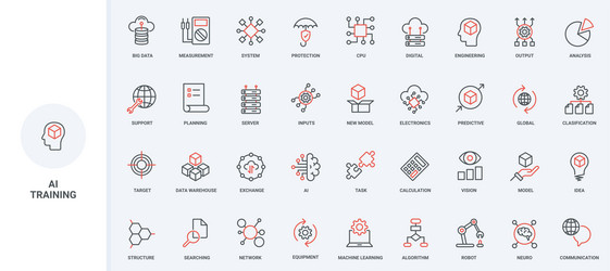 machine learning ai and neural network model vector image