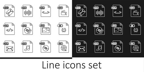 set line avi file document js xml mp3 html msg vector image