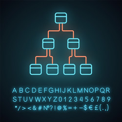 tree diagram neon light icon hierarchical system vector