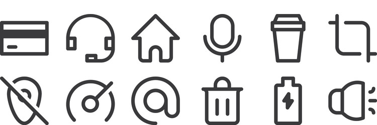 12 set linear user interface icons thin vector image